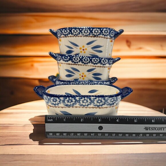 Temptations by Tara Old World Blue SET of 4 Ramekin Small Mini Dip - Picture 6 of 10